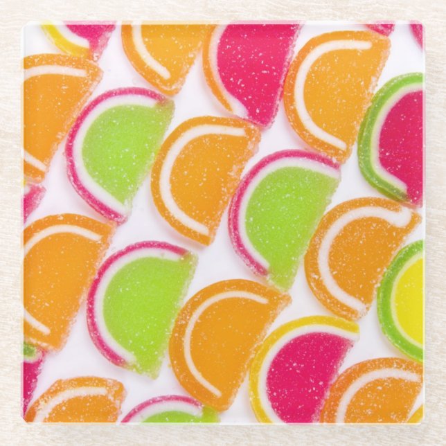 Colourful Different Jelly Candy Glass Coaster (Front)
