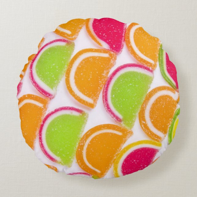 Colourful Different Jelly Candy Round Pillow (Front)