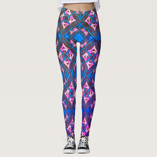 Colourful Digital 3D Design Leggings – Perfect Fit (Front)