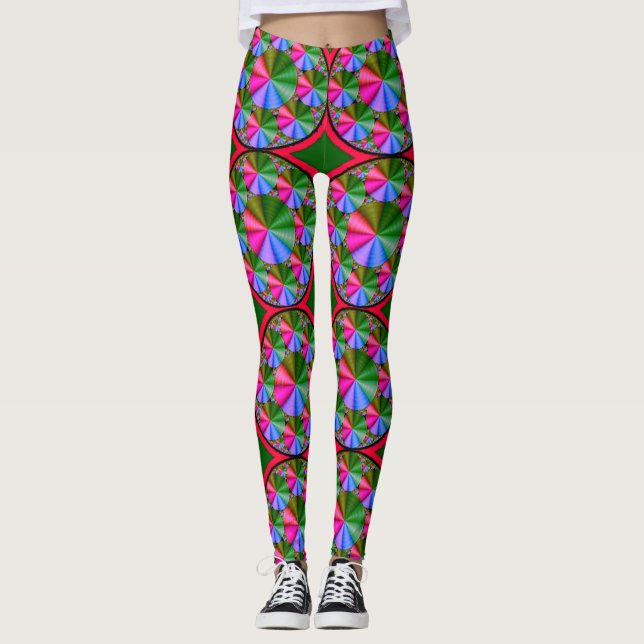 Colourful Digital 3D Design Leggings – Perfect Fit (Front)