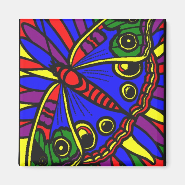 Colourful Digital Art Butterfly Magnet (Front)