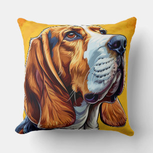 Colourful Digital Artwork of a Beagle Dog Throw Pillow