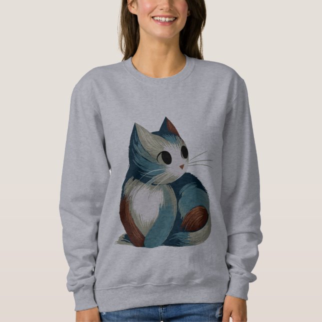 Colourful Digital Cat Art Sweatshirt (Front)