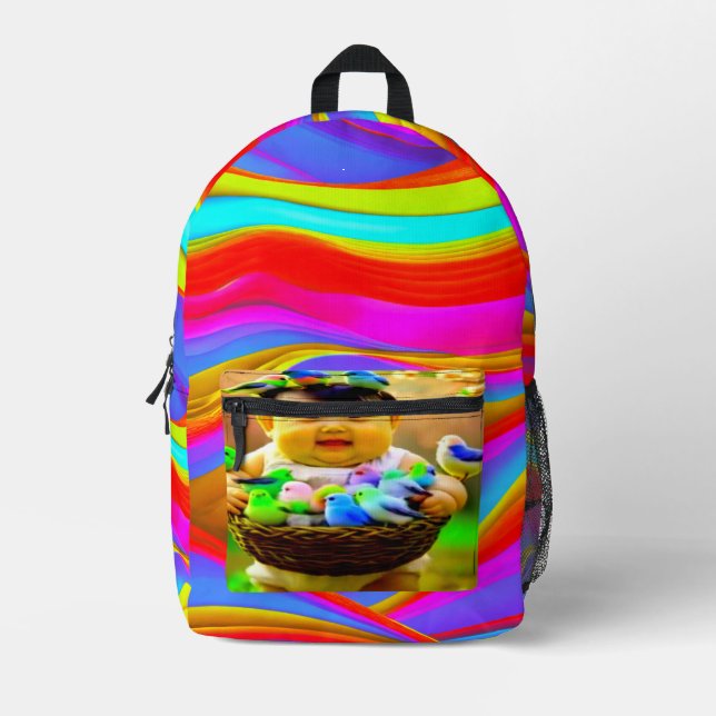 Colourful Digital Design Backpack – Perfect Size f (Front)