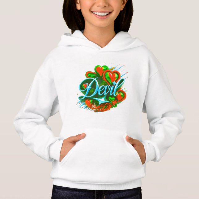 Colourful Digital Design Girl's Pullover Hoodie –  (Front)
