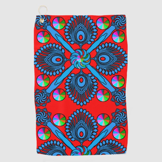 Colourful Digital Design Golf Towel – Perfect Size (Front)