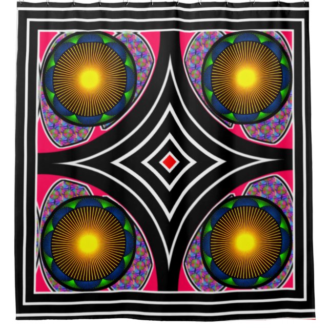 Colourful Digital Design Shower Curtain – Vibrant  (Front)