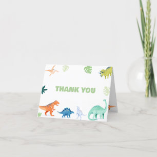 Colourful Dino Party Dinosaur Birthday Thank You Card