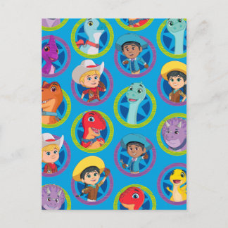Colourful Dino Ranch Pattern Postcard