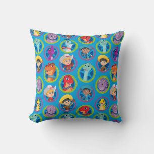 Colourful Dino Ranch Pattern Throw Pillow