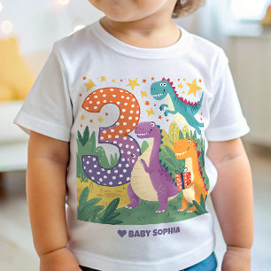 Colourful Dinosaur 3rd Birthday Baby T-Shirt