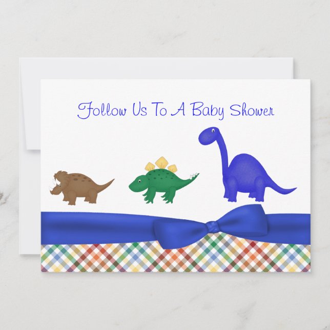 Colourful Dinosaur Baby Shower Invitation (Front)
