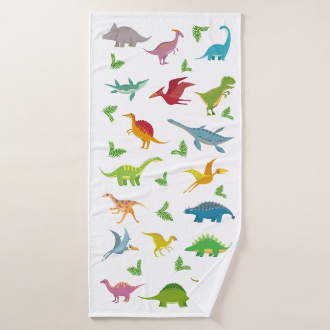 Colourful Dinosaur Bath Towel Set (Bath Towel)