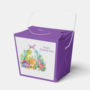 Colourful Dinosaur Birthday Bash Favour Favor Box