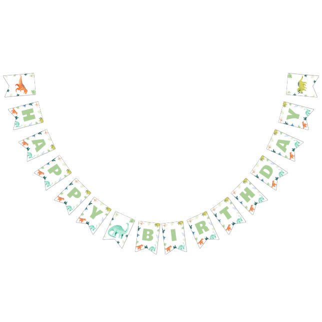Colourful Dinosaur Birthday Bunting Dino Party Bunting Flags (All)