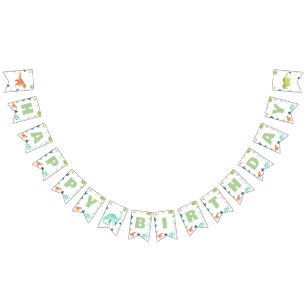 Colourful Dinosaur Birthday Bunting Dino Party Flags