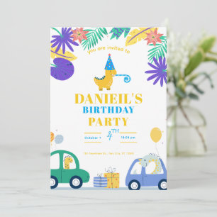 Colourful Dinosaur Birthday Invitation for Kids