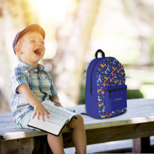 Colourful dinosaur cartoon cute pattern blue name printed backpack