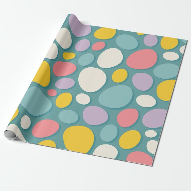 Colourful Dinosaur Eggs Wrapping Paper (Unrolled)