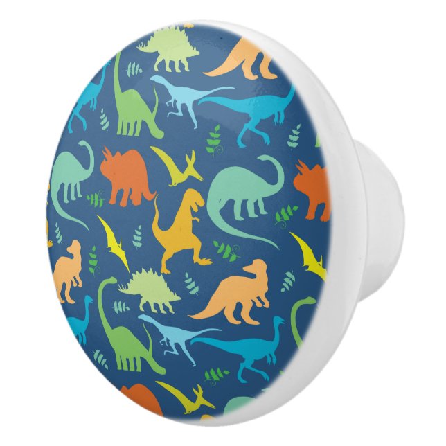 Colourful Dinosaur Pattern Ceramic Knob (Right)
