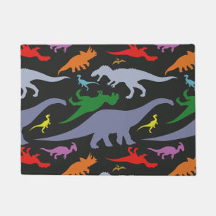 Colourful Dinosaur Pattern (Dark) Doormat