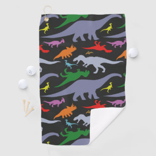 Colourful Dinosaur Pattern (Dark) Golf Towel