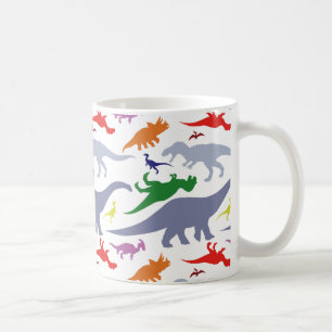 Colourful Dinosaur Pattern (Light) Coffee Mug