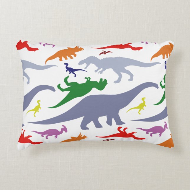 Colourful Dinosaur Pattern (Light) Decorative Pillow (Front)