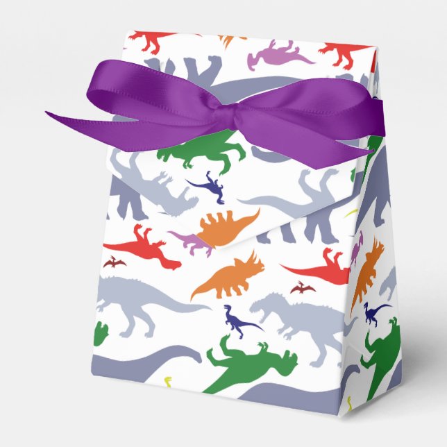 Colourful Dinosaur Pattern (Light) Favor Box (Front Side)