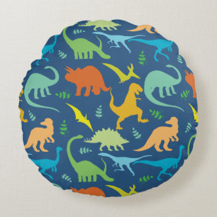 Colourful Dinosaur Pattern Round Pillow