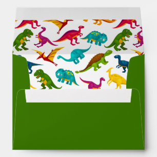Colourful Dinosaur Pattern T-Rex Birthday Party Envelope