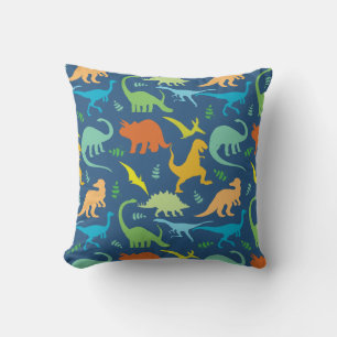 Colourful Dinosaur Pattern Throw Pillow
