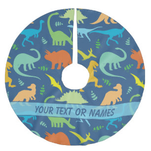 Colourful Dinosaur Pattern to Personalize Brushed Polyester Tree Skirt