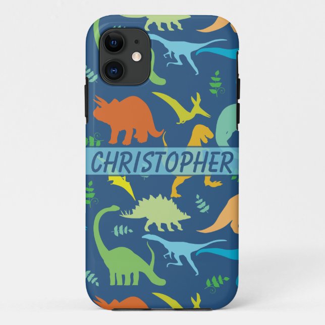 Colourful Dinosaur Pattern to Personalize Case-Mate iPhone Case (Back)