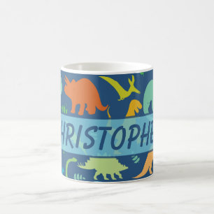 Colourful Dinosaur Pattern to Personalize Coffee Mug