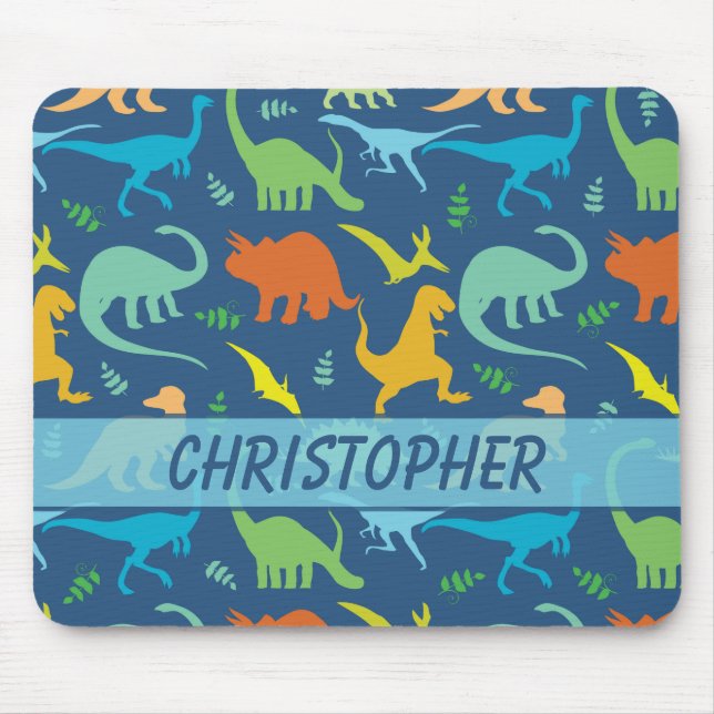 Colourful Dinosaur Pattern to Personalize Mouse Pad (Front)