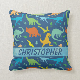 Colourful Dinosaur Pattern to Personalize Throw Pillow