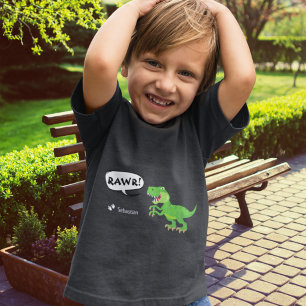 Colourful Dinosaur Pattern with Name T-Rex Boy Toddler T-shirt