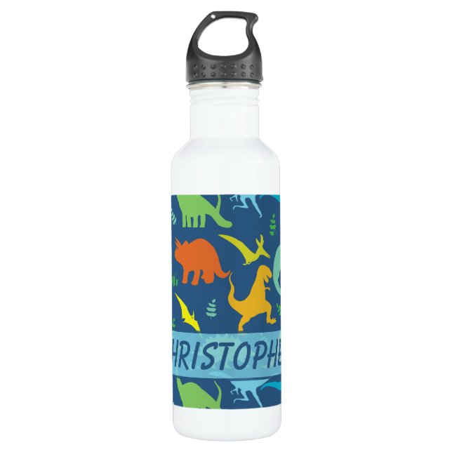 Colourful Dinosaur Personalize 710 Ml Water Bottle (Front)