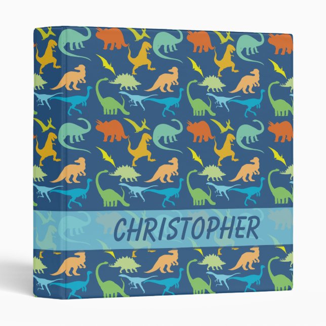 Colourful Dinosaur Personalize Binder (Front/Spine)
