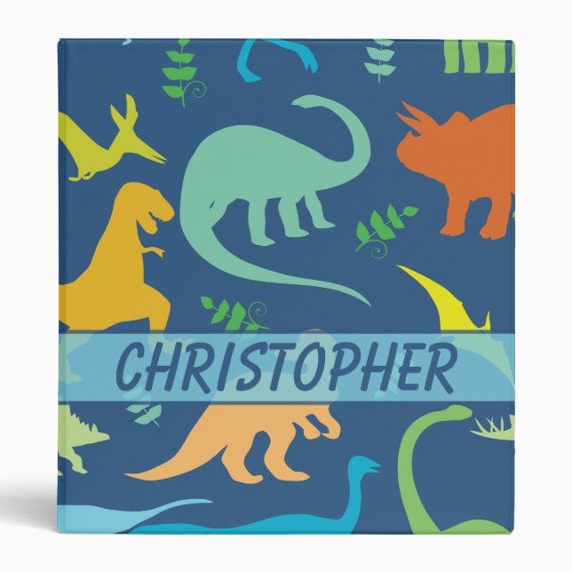 Colourful Dinosaur Personalize Binder (Front)