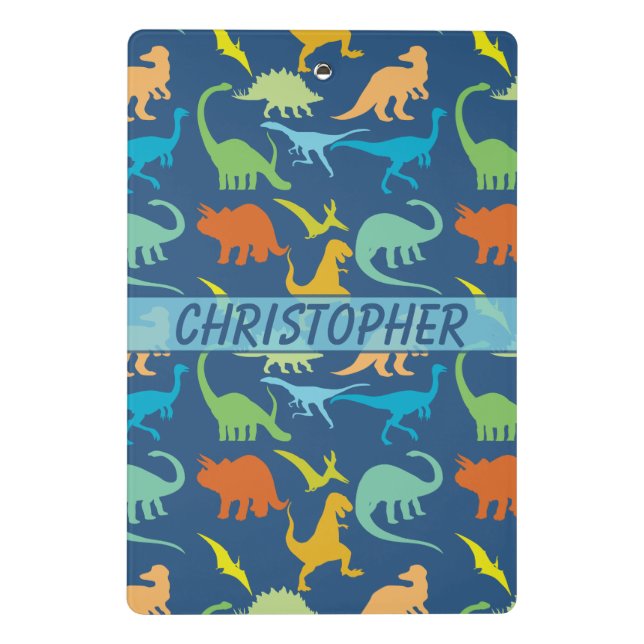 Colourful Dinosaur Personalize Mini Clipboard (Back)