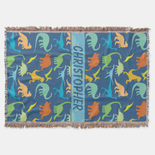 Colourful Dinosaur Personalized Throw Blanket