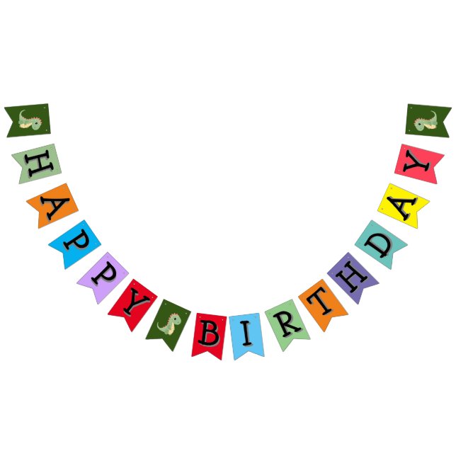 Colourful Dinosaur Themed "Happy Birthday"  Bunting Flags (All)