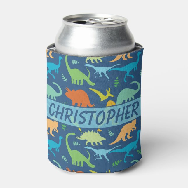 Colourful Dinosaur to Personalize Can Cooler (Can Front)