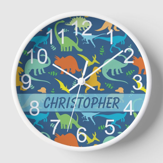 Colourful Dinosaur to Personalize Clock (Front)