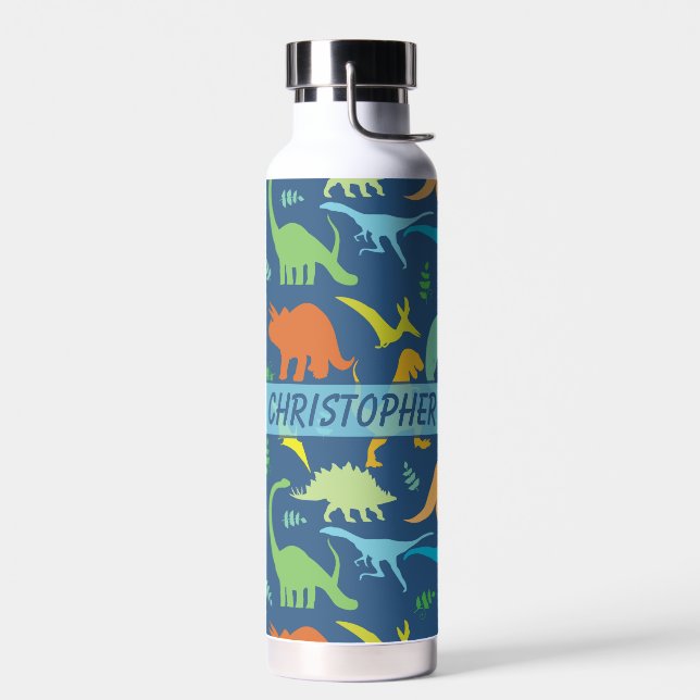 Colourful Dinosaur to Personalize Water Bottle (Left)