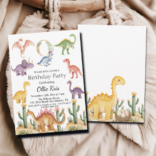 Colourful Dinosaurs 9th Birthday Party Invitation