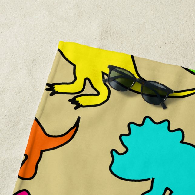 Colourful Dinosaurs Beach Towel (In Situ)