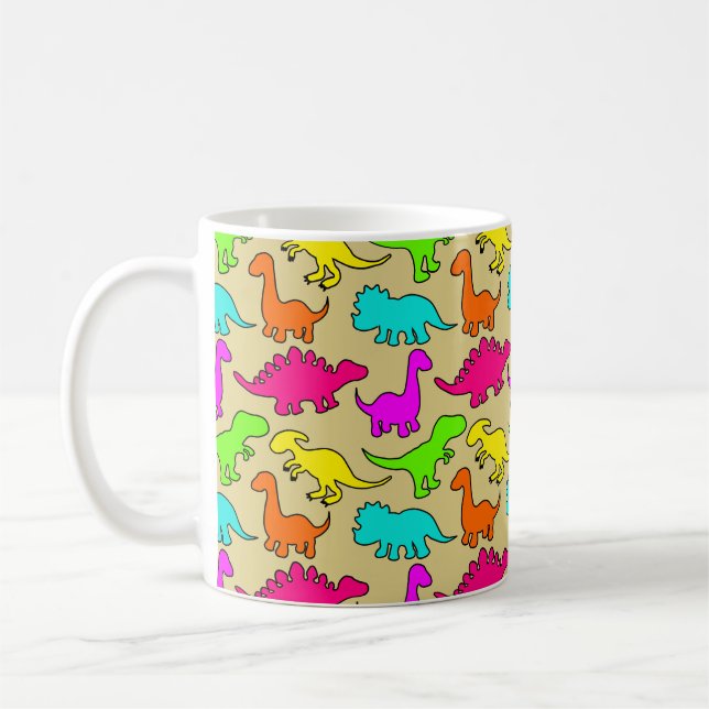 Colourful Dinosaurs Coffee Mug (Left)